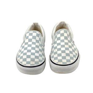 Vans Mens Checkerboard Slip-On Canvas Shoes Size 5.5 White & Gray